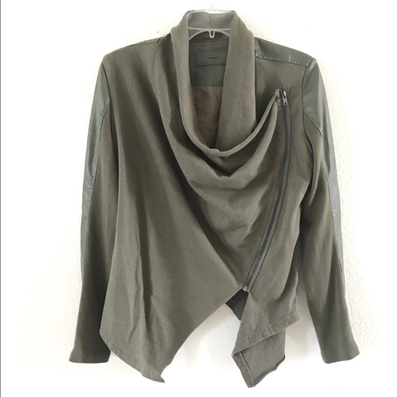 Blank NYC Jackets & Blazers - BLANK NYC • green draped vegan leather moto jacket